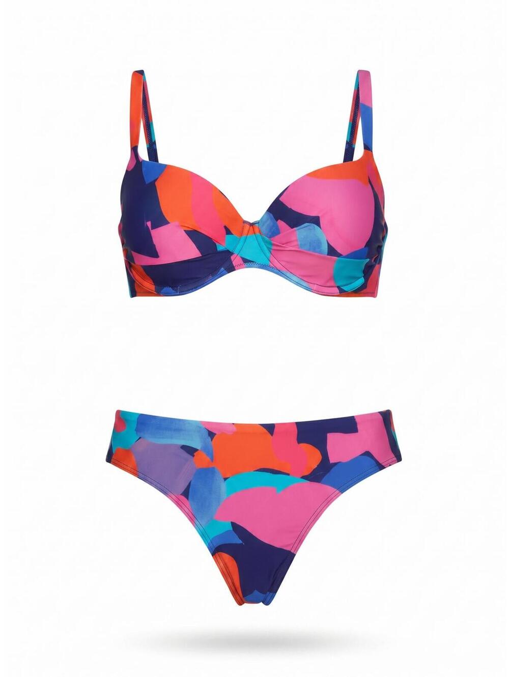 Sea Level Swim Paintball Twist Front Bandeau Bikini Set Royal NWT US 12